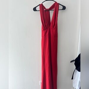 Banana republic halter maxi evening gown red formal